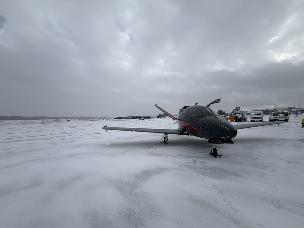 Vision Jet on a snowy ramp